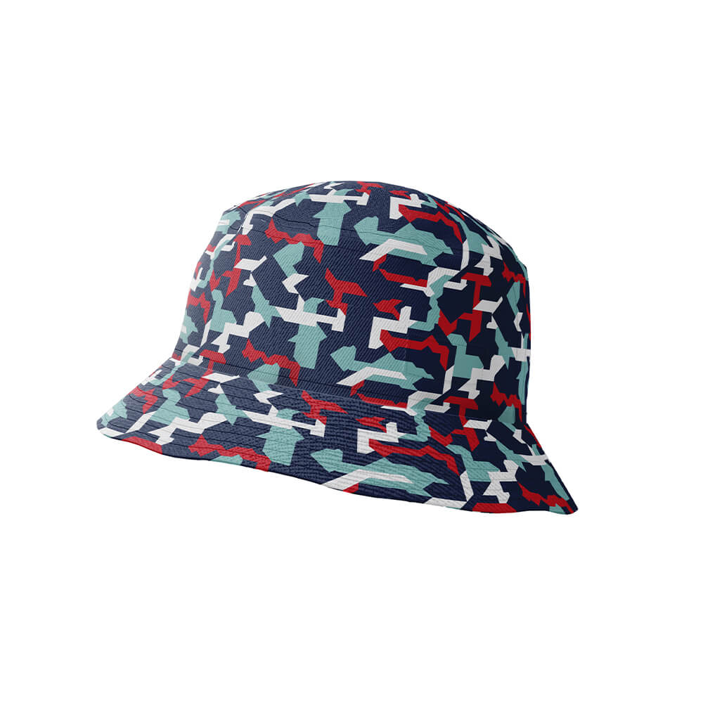 The Combat2Coffee Army Camo Shirt features a geometric camouflage pattern in blue, white, red, and grey—ideal for supporting veterans and promoting mental health awareness.