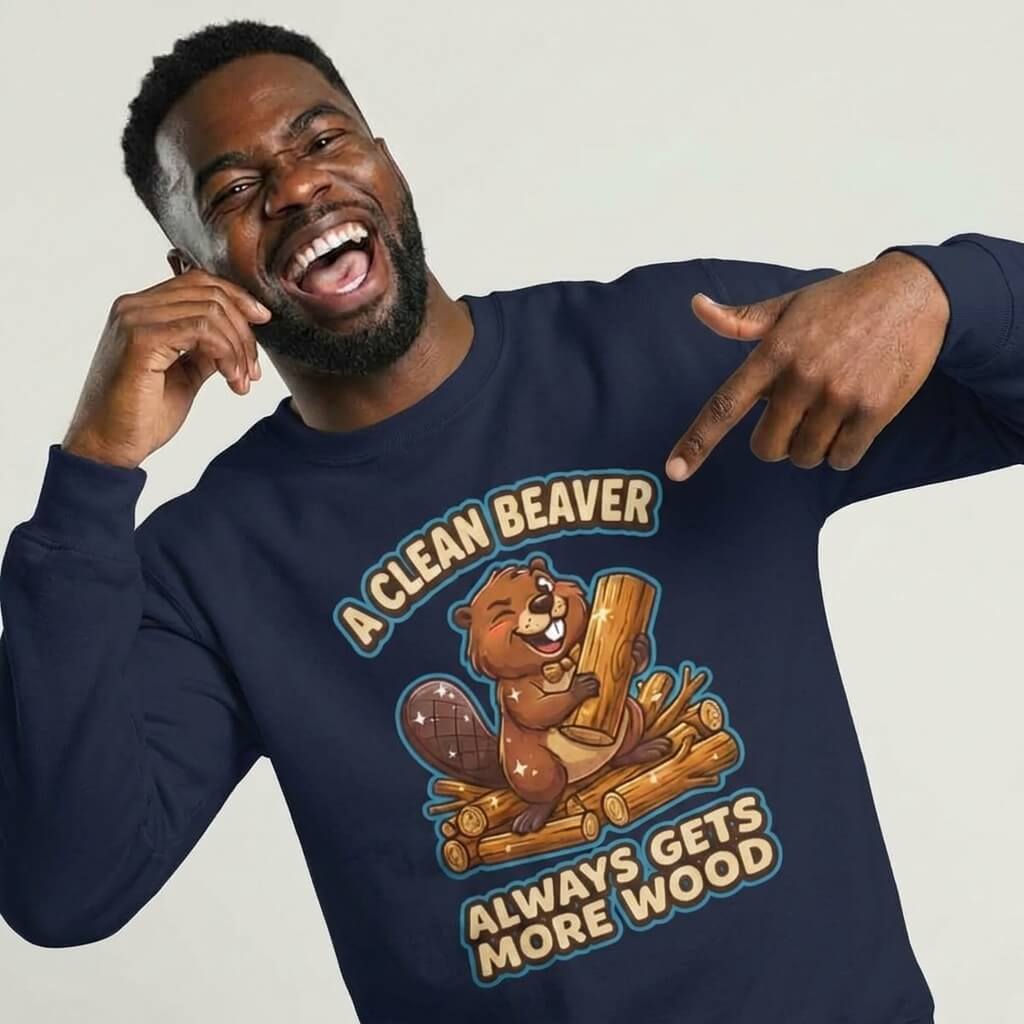 A Clean Beaver Always Gets More Wood Funny Sweatshirt - Shit Shirt Club 