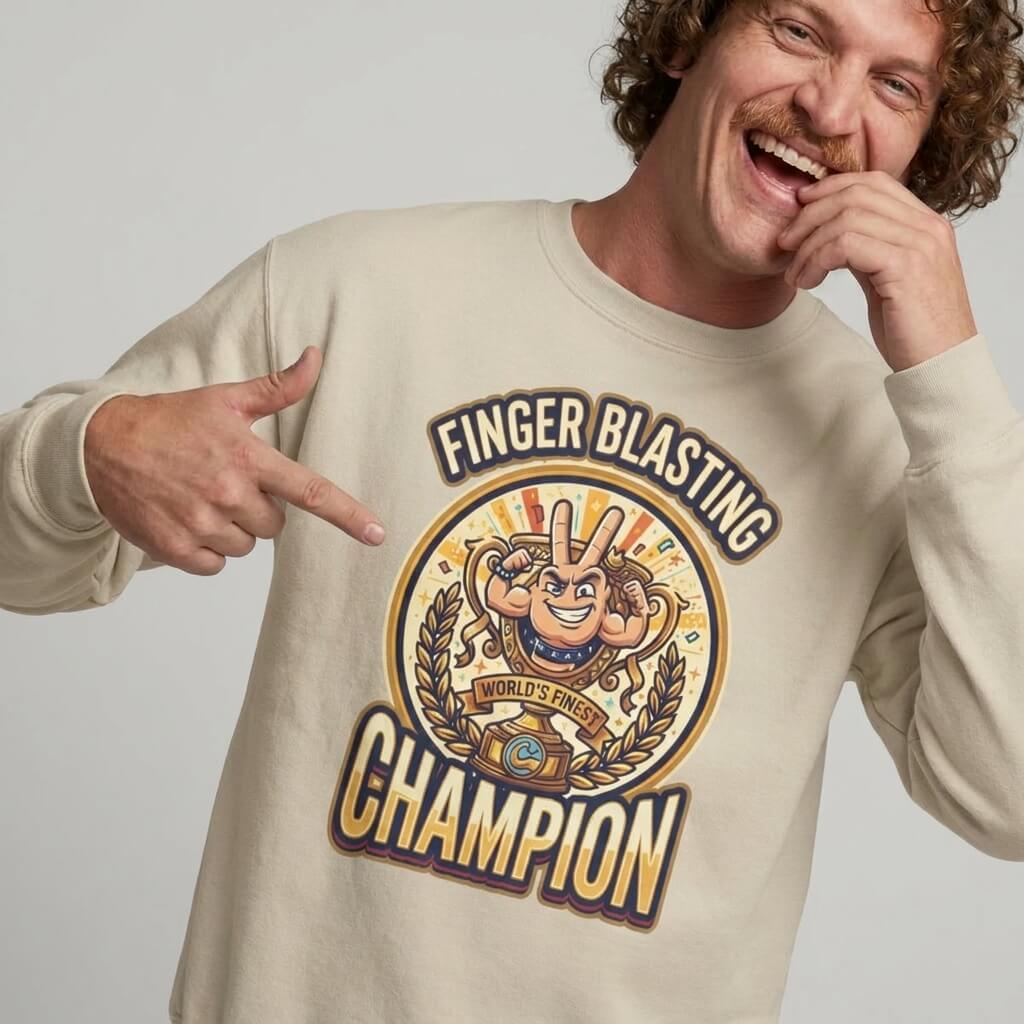 Finger Blasting Champion Funny Sweatshirt - Shit Shirt Club 