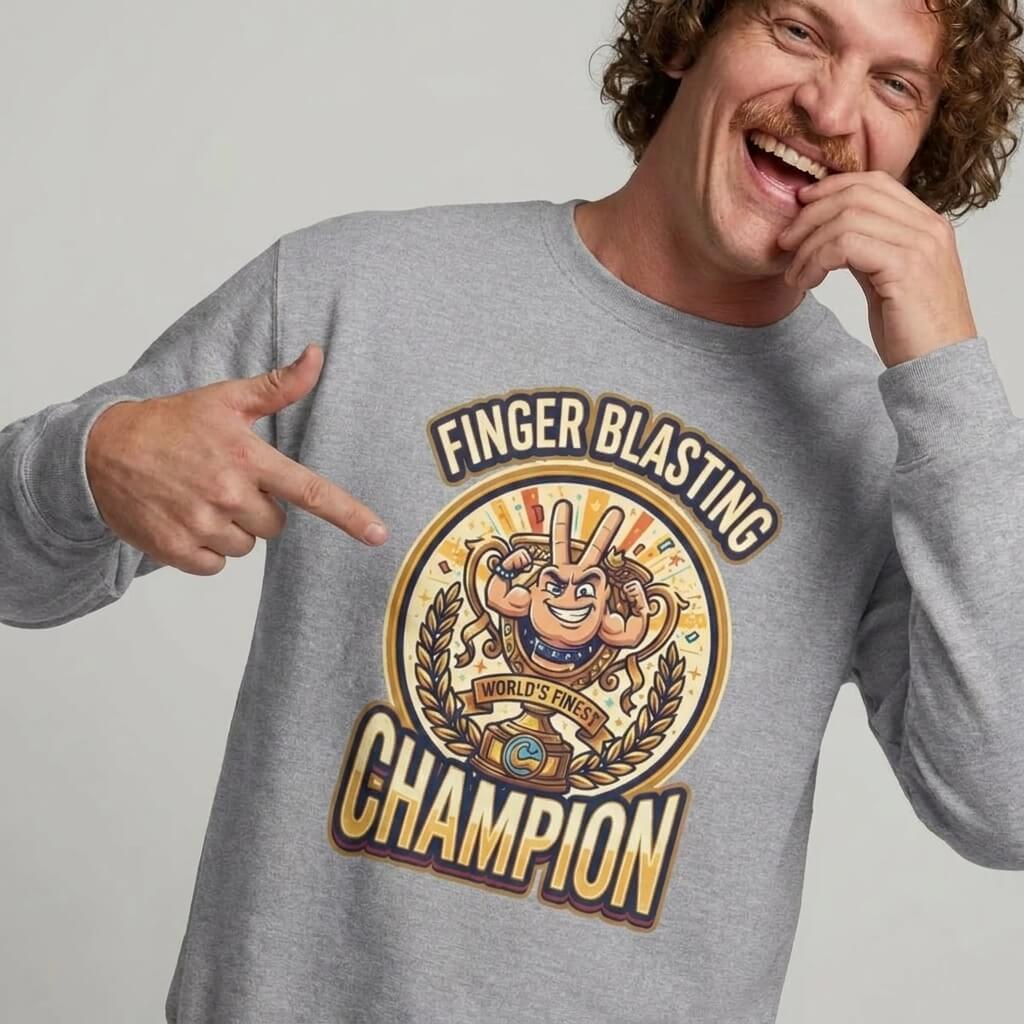 Finger Blasting Champion Funny Sweatshirt - Shit Shirt Club 