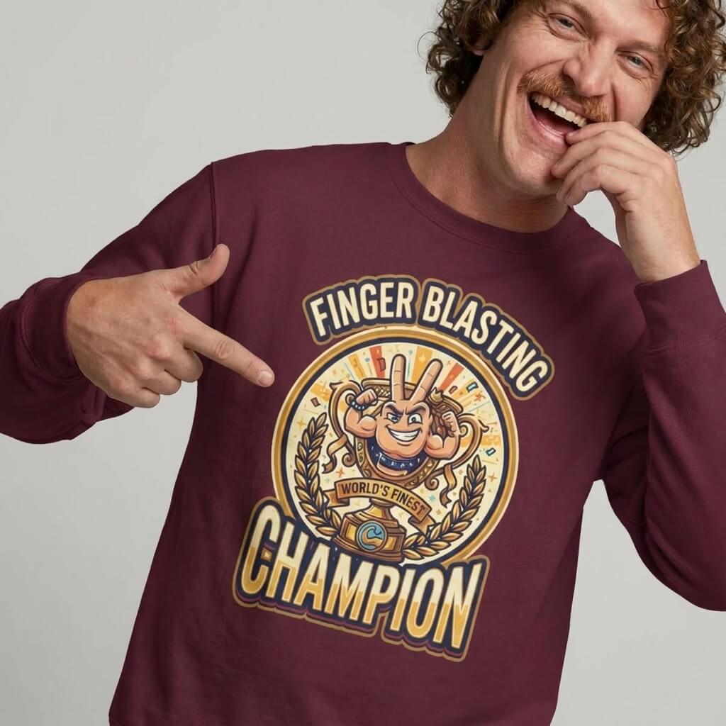 Finger Blasting Champion Funny Sweatshirt - Shit Shirt Club 