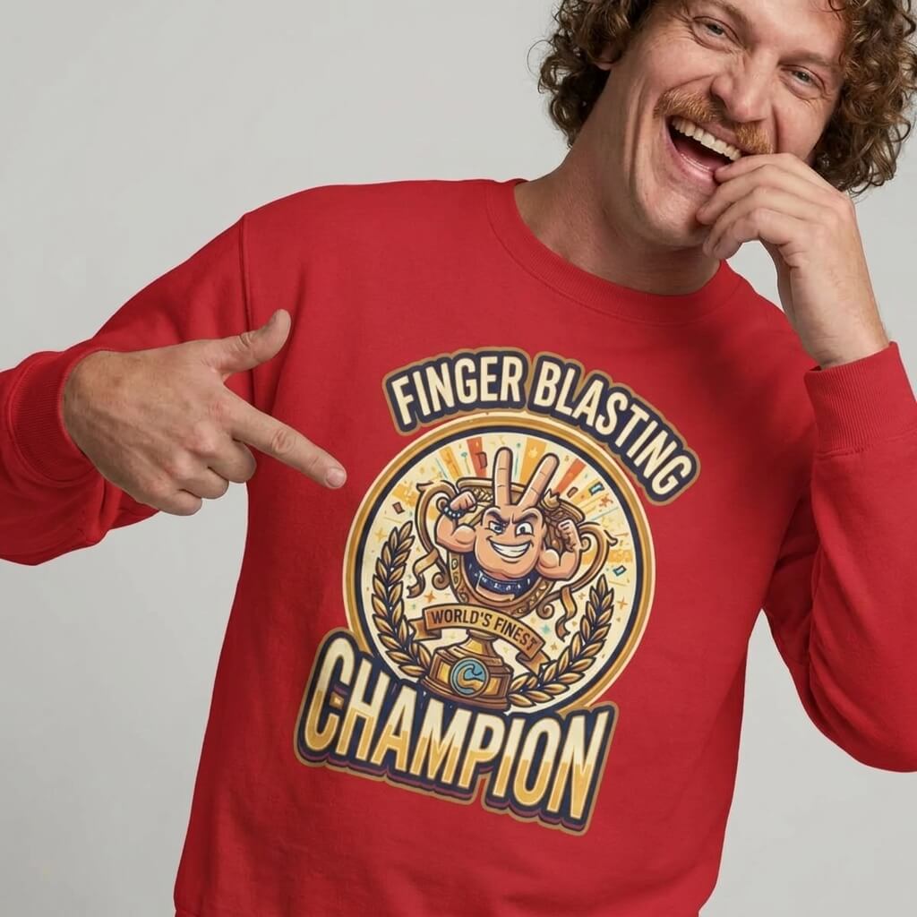 Finger Blasting Champion Funny Sweatshirt - Shit Shirt Club 