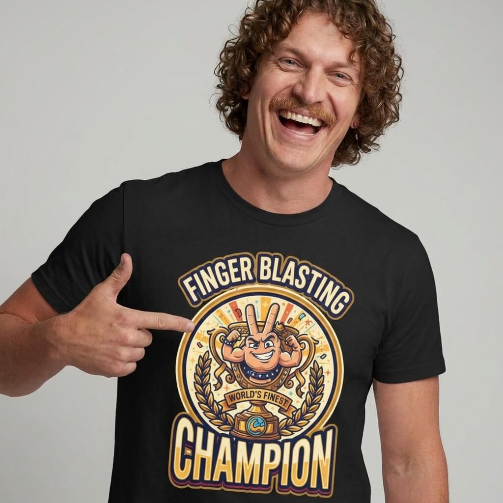 Finger Blasting Champion Stag Do Tee - Shit Shirt Club 