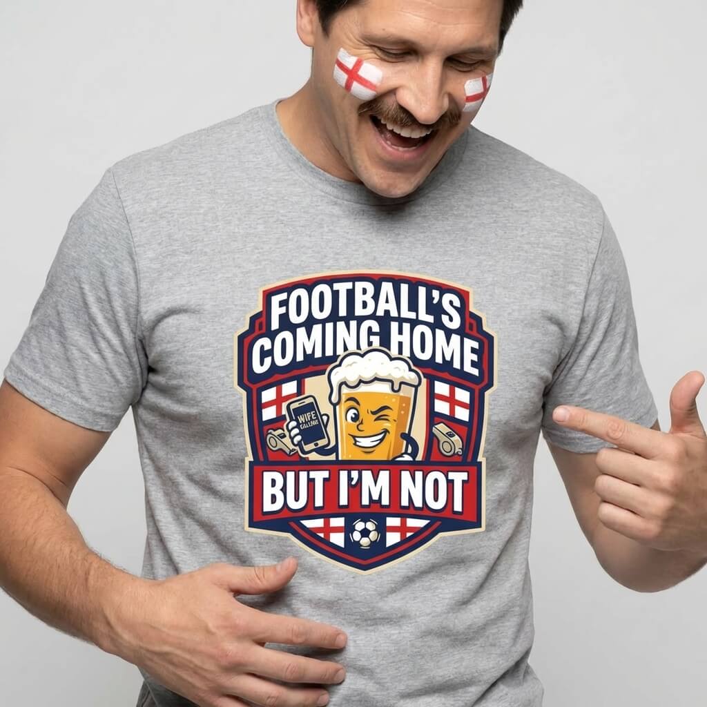 "Football's Coming Home, But I'm Not" Funny England Tee - Shit Shirt Club 