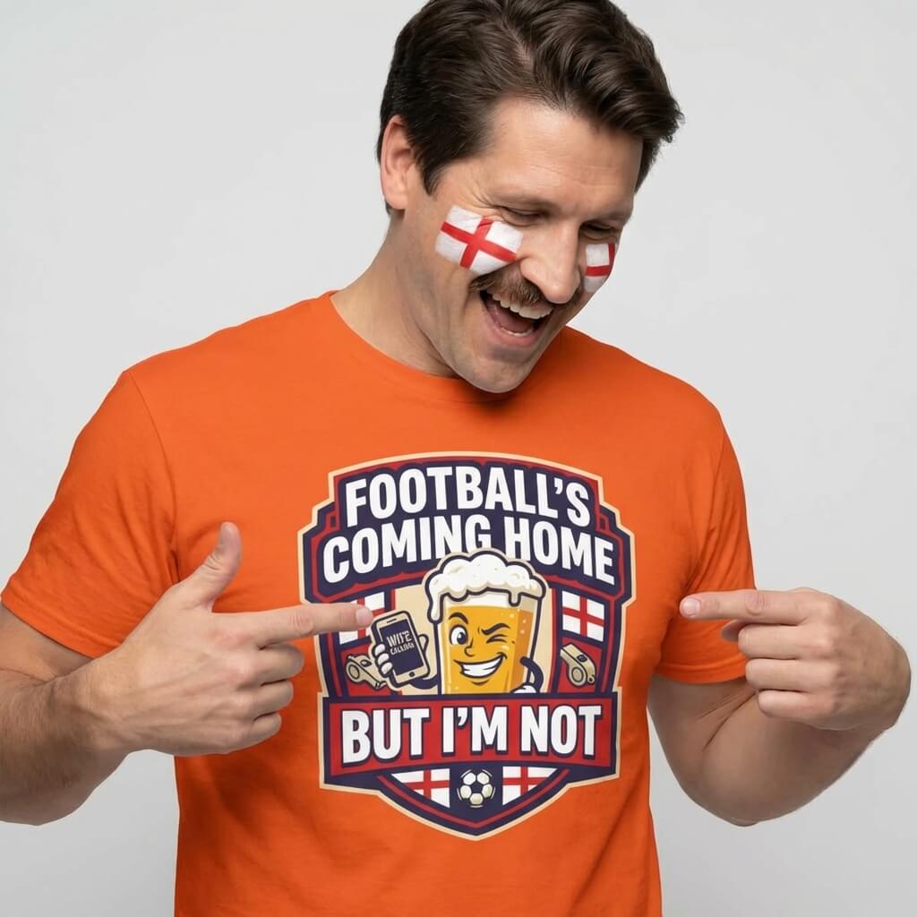 "Football's Coming Home, But I'm Not" Funny England Tee - Shit Shirt Club 
