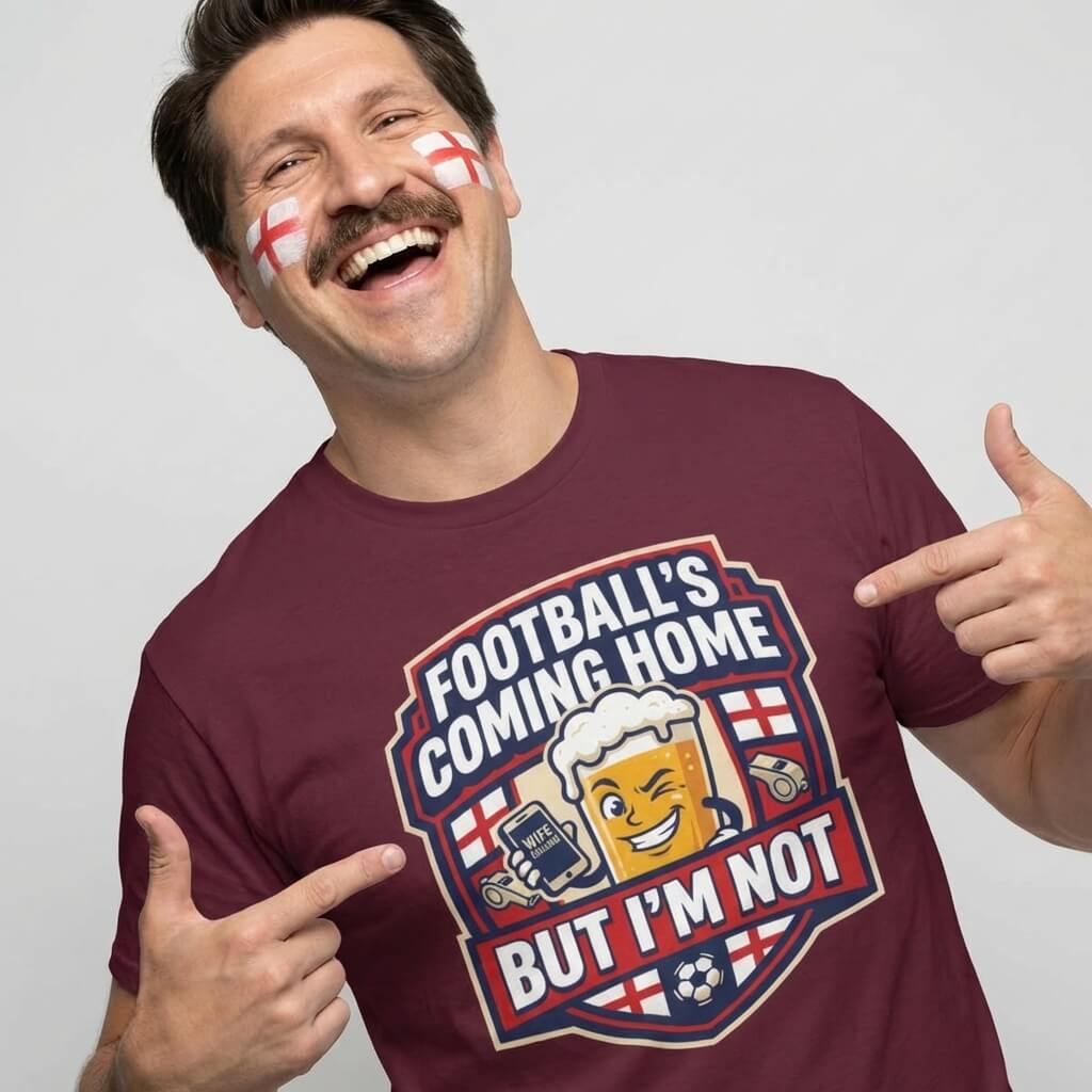 "Football's Coming Home, But I'm Not" Funny England Tee - Shit Shirt Club 