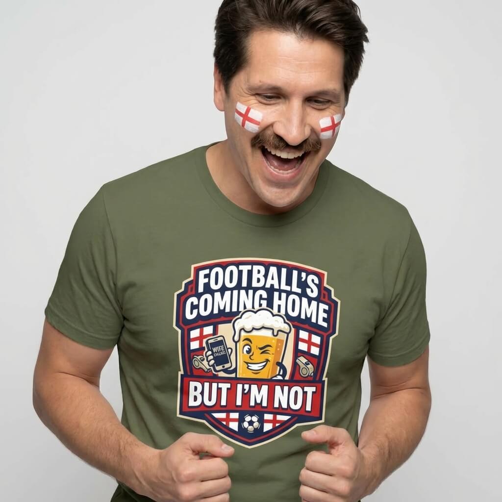 "Football's Coming Home, But I'm Not" Funny England Tee - Shit Shirt Club 