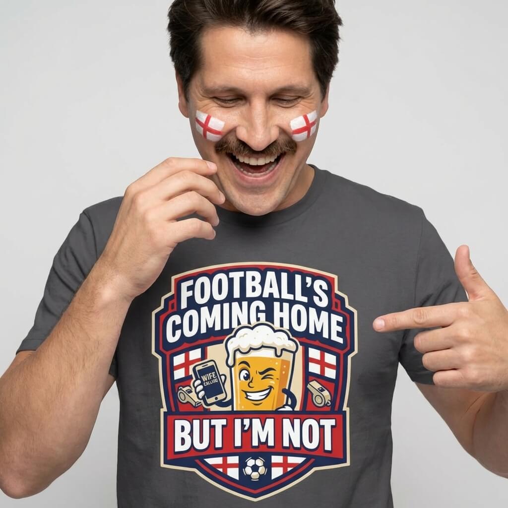 "Football's Coming Home, But I'm Not" Funny England Tee - Shit Shirt Club 