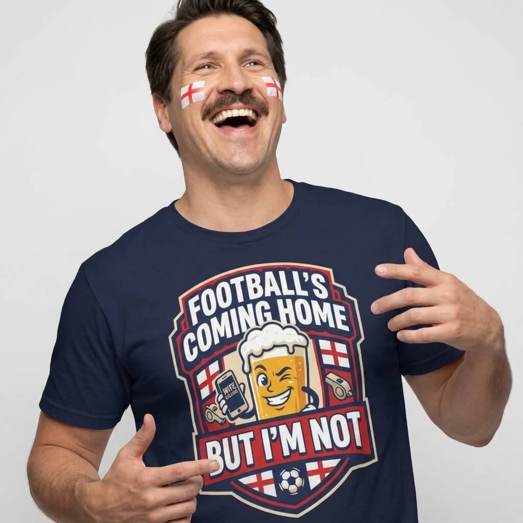 "Football's Coming Home, But I'm Not" Funny England Tee - Shit Shirt Club 