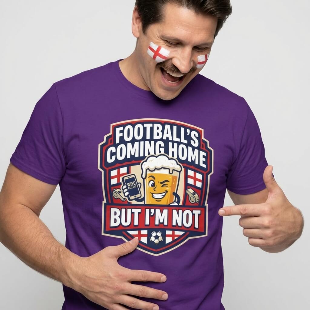 "Football's Coming Home, But I'm Not" Funny England Tee - Shit Shirt Club 