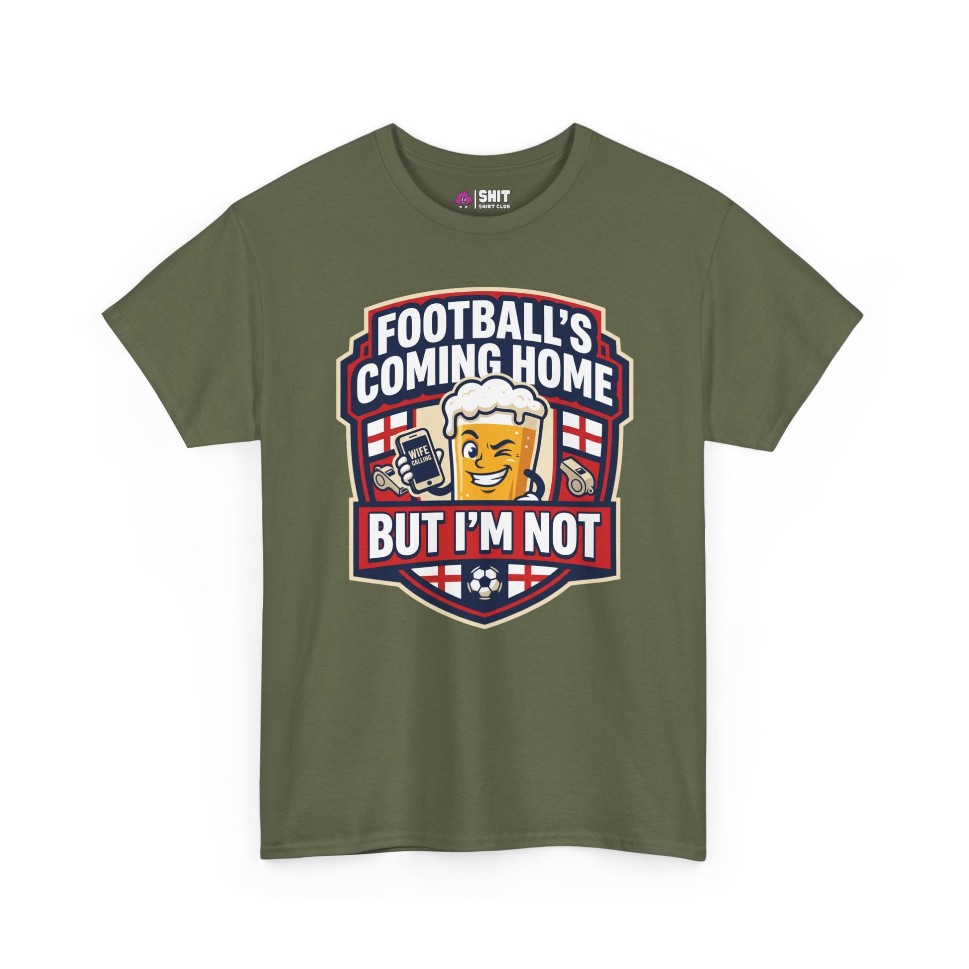 "Football's Coming Home, But I'm Not" Funny England Tee - Shit Shirt Club 