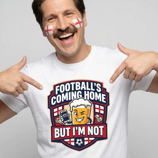 "Football's Coming Home, But I'm Not" Funny England Tee - Shit Shirt Club 