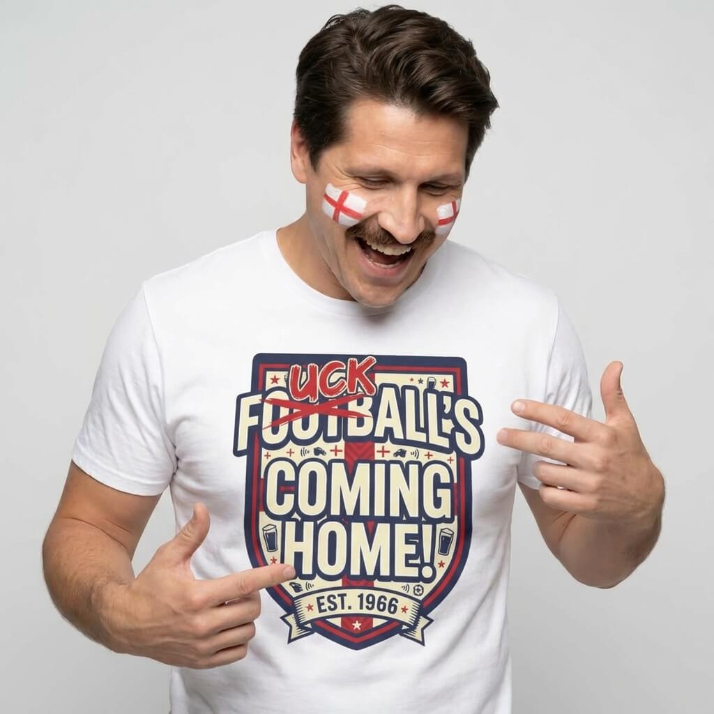 "Football’s Coming Home" Funny England Football Tee - Shit Shirt Club 