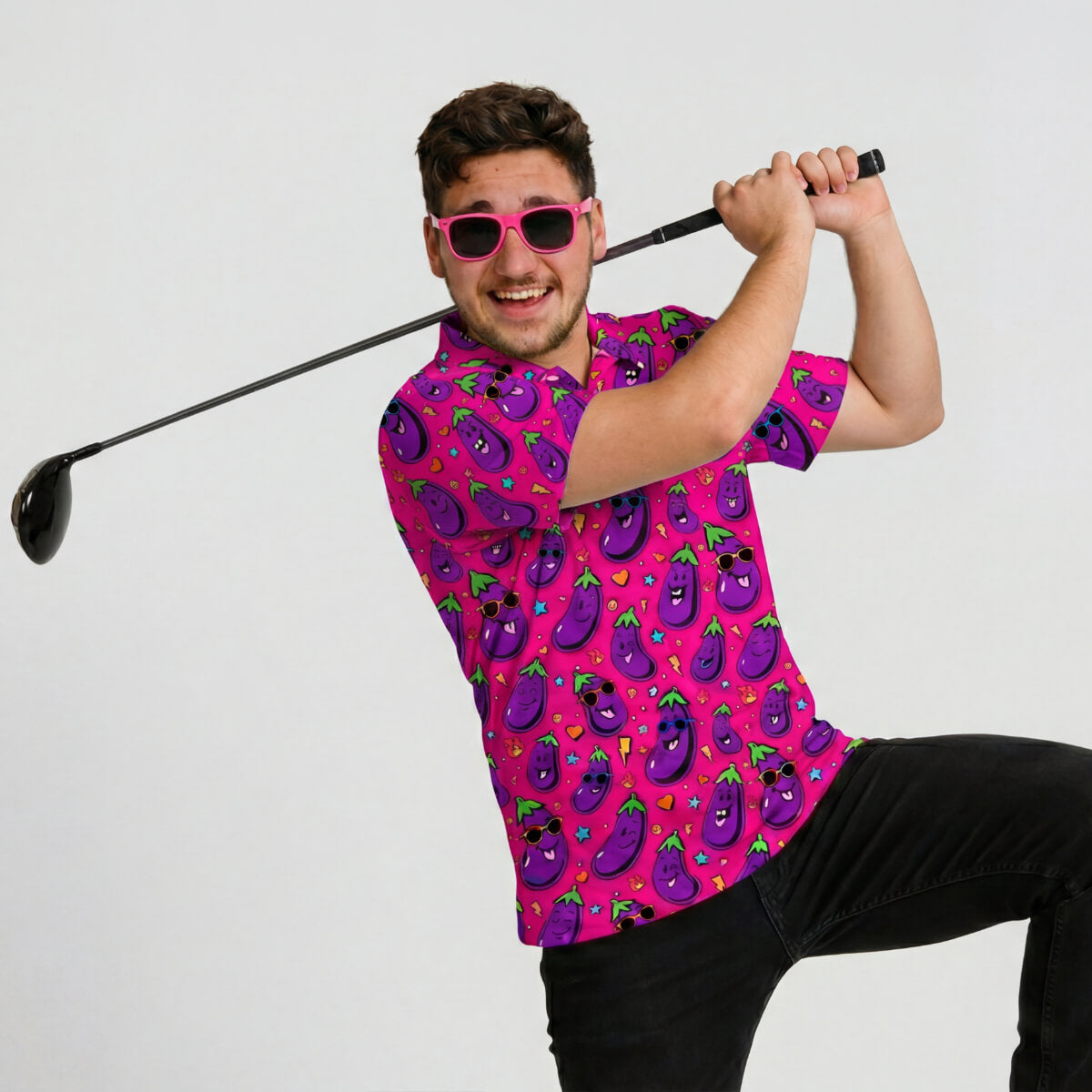 Jolly Todger Eggplant Golf Polo