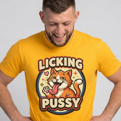 Licking Pussy Funny Cat Tee - Shit Shirt Club 