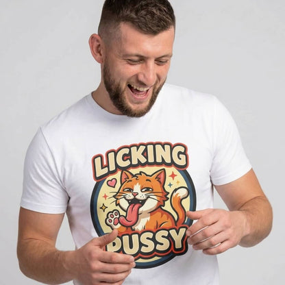 Licking Pussy Funny Cat Tee - Shit Shirt Club 