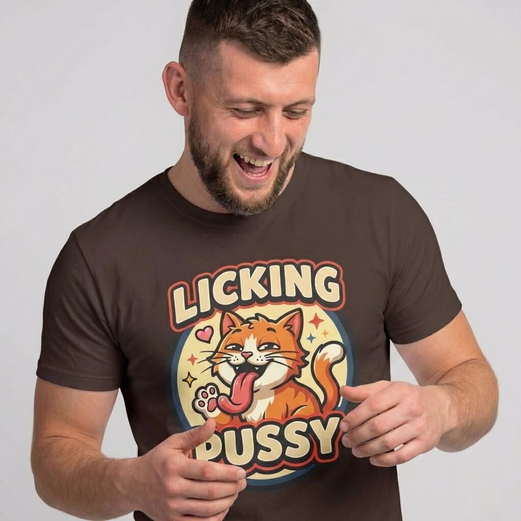 Licking Pussy Funny Cat Tee - Shit Shirt Club 