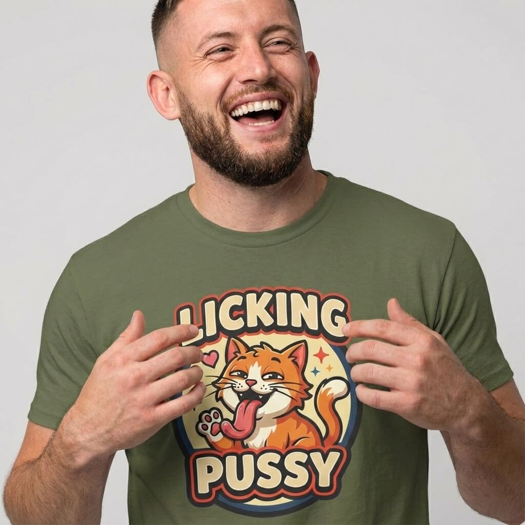 Licking Pussy Funny Cat Tee - Shit Shirt Club 