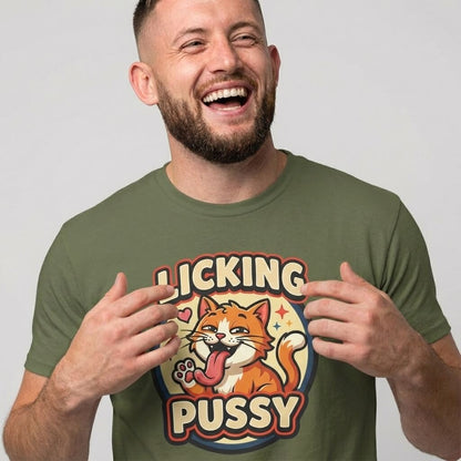 Licking Pussy Funny Cat Tee - Shit Shirt Club 