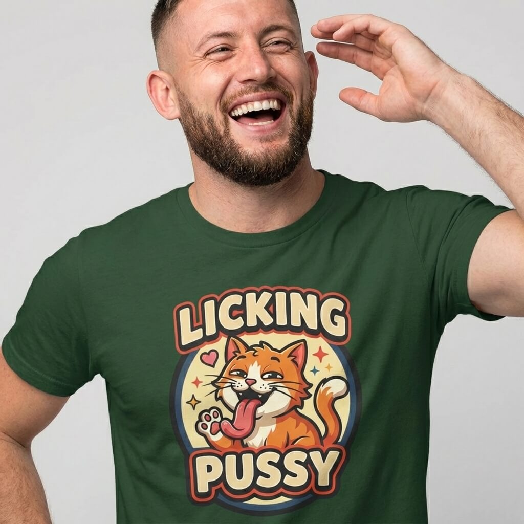 Licking Pussy Funny Cat Tee - Shit Shirt Club 