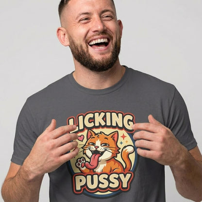 Licking Pussy Funny Cat Tee - Shit Shirt Club 