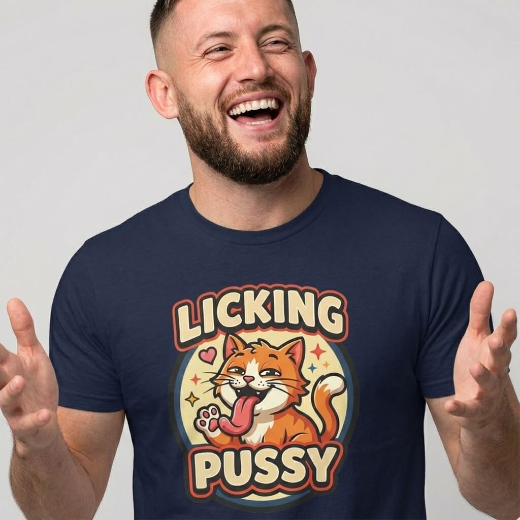 Licking Pussy Funny Cat Tee - Shit Shirt Club 
