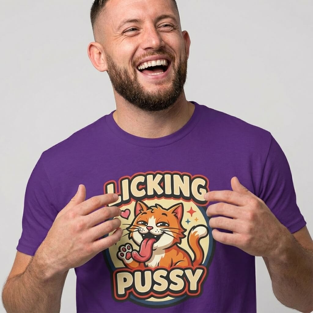 Licking Pussy Funny Cat Tee - Shit Shirt Club 
