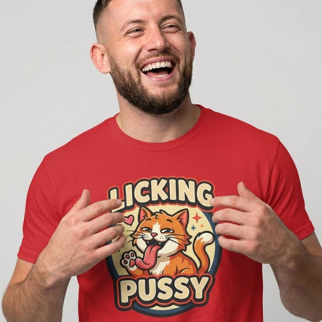 Licking Pussy Funny Cat Tee - Shit Shirt Club 