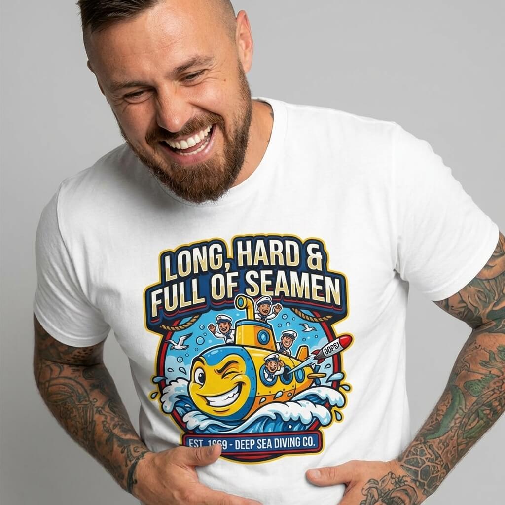 "Long, Hard & Full of Seamen" Funny Submarine Tee - Shit Shirt Club 