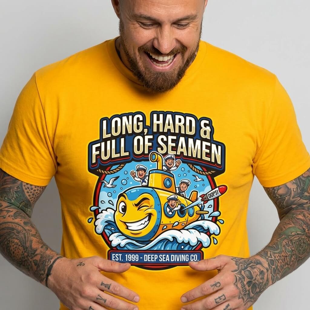 "Long, Hard & Full of Seamen" Funny Submarine Tee - Shit Shirt Club 