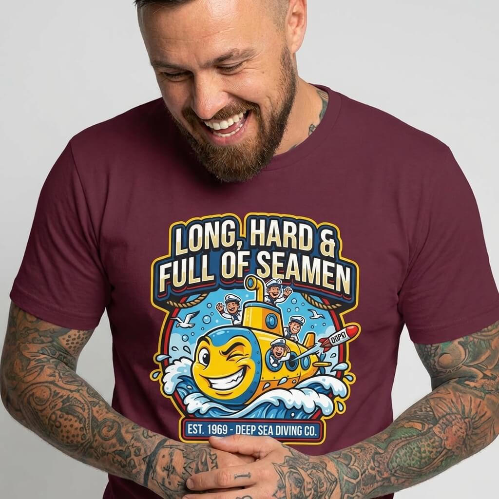 "Long, Hard & Full of Seamen" Funny Submarine Tee - Shit Shirt Club 