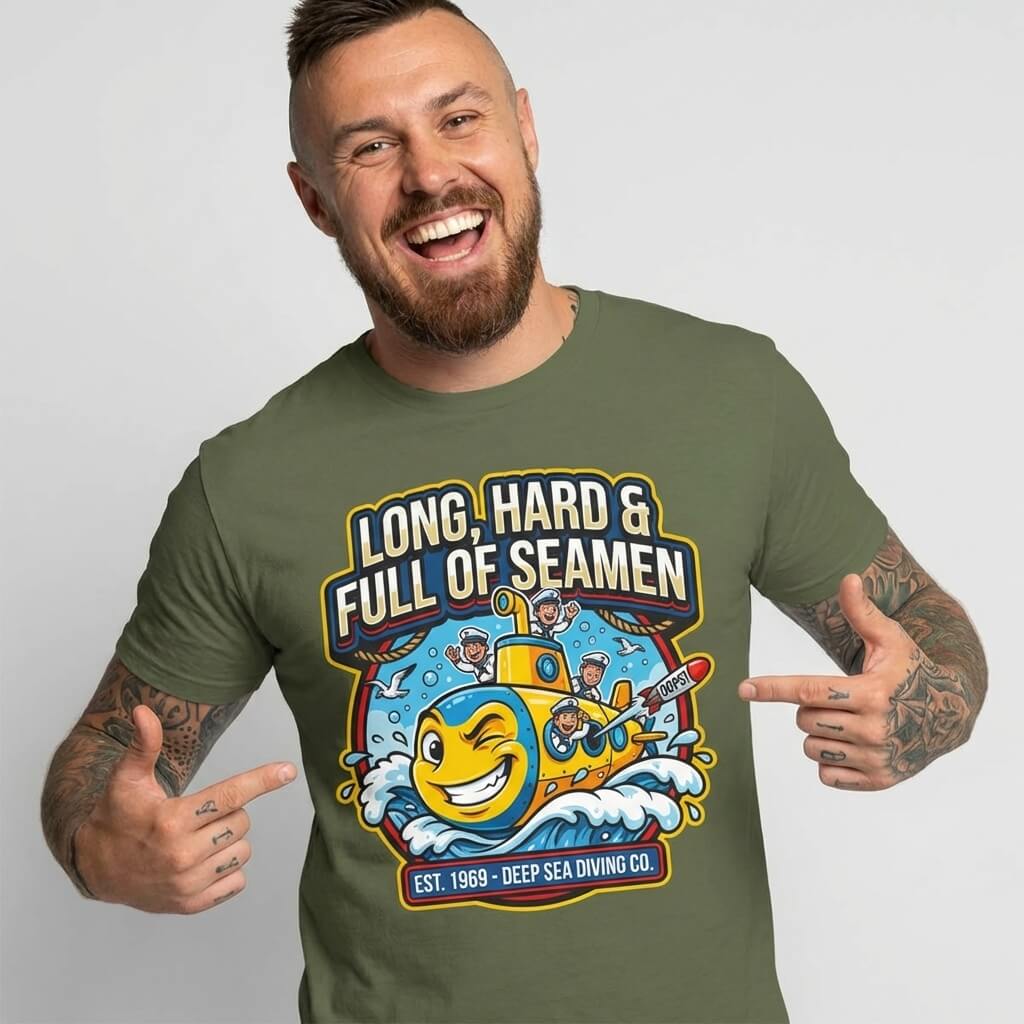 "Long, Hard & Full of Seamen" Funny Submarine Tee - Shit Shirt Club 