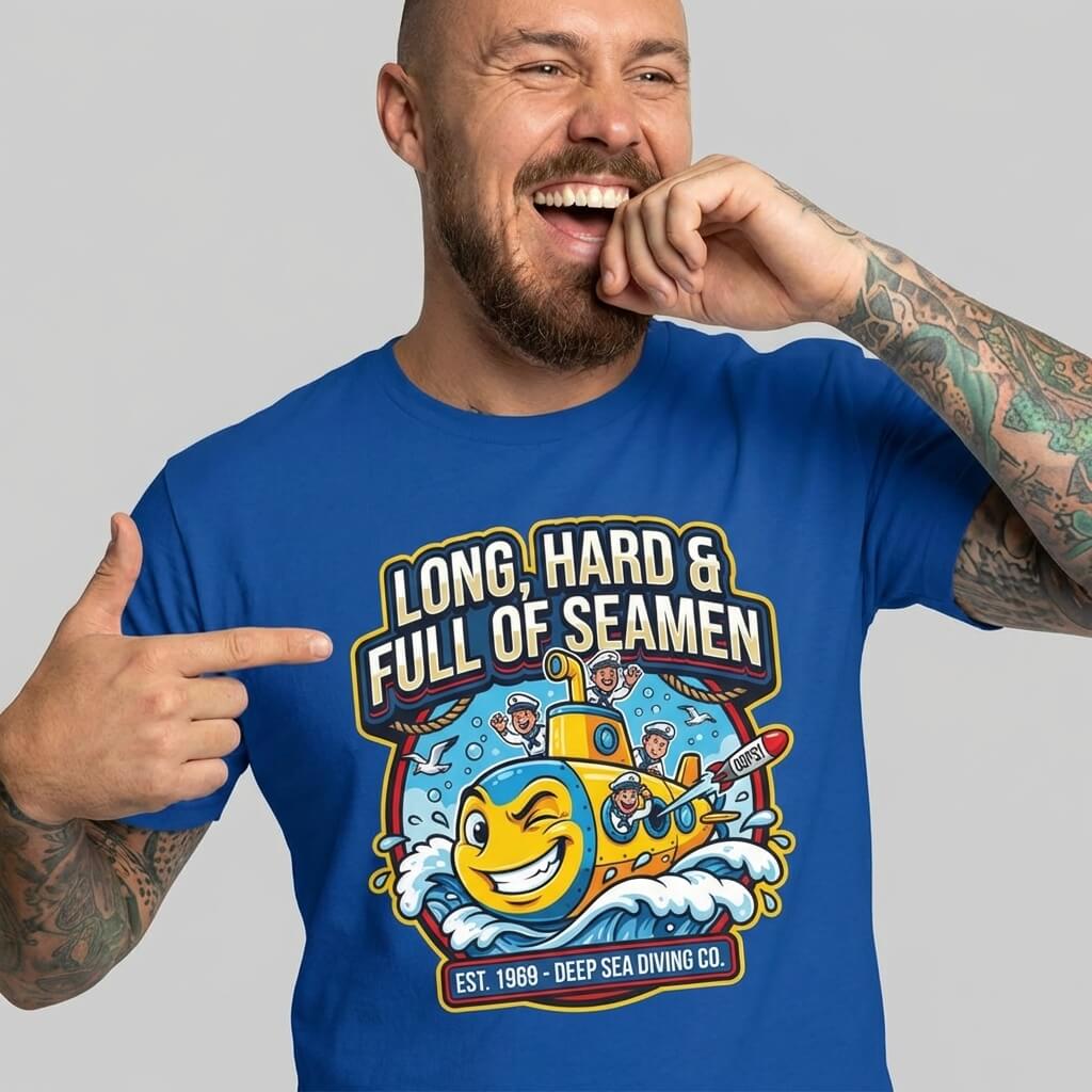 "Long, Hard & Full of Seamen" Funny Submarine Tee - Shit Shirt Club 