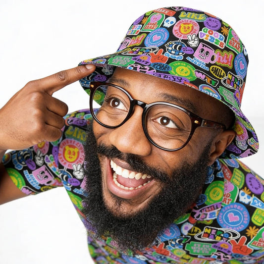 Retro Sticker Bucket Hat - Shit Shirt Club 