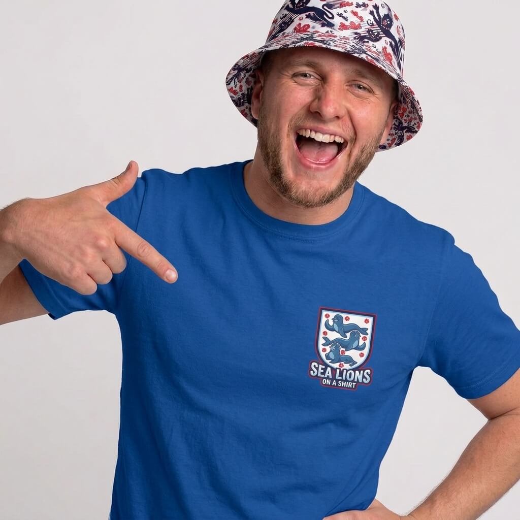 Sea Lions On The Shirt England Football T-Shirt | Funny England Tee - Shit Shirt Club 