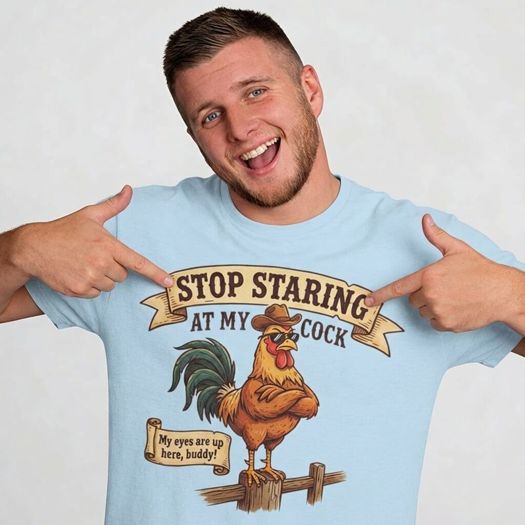Stop Staring at My Cock Stag Do Tee - Shit Shirt Club 