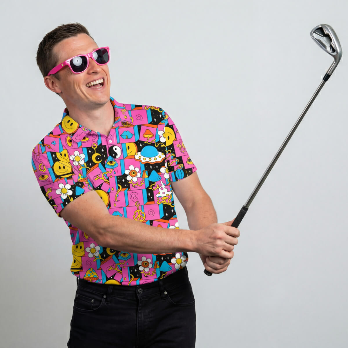Trippy Space Golf Polo Shirt - Shit Shirt Club 