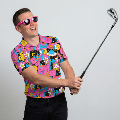 Trippy Space Golf Polo Shirt - Shit Shirt Club 
