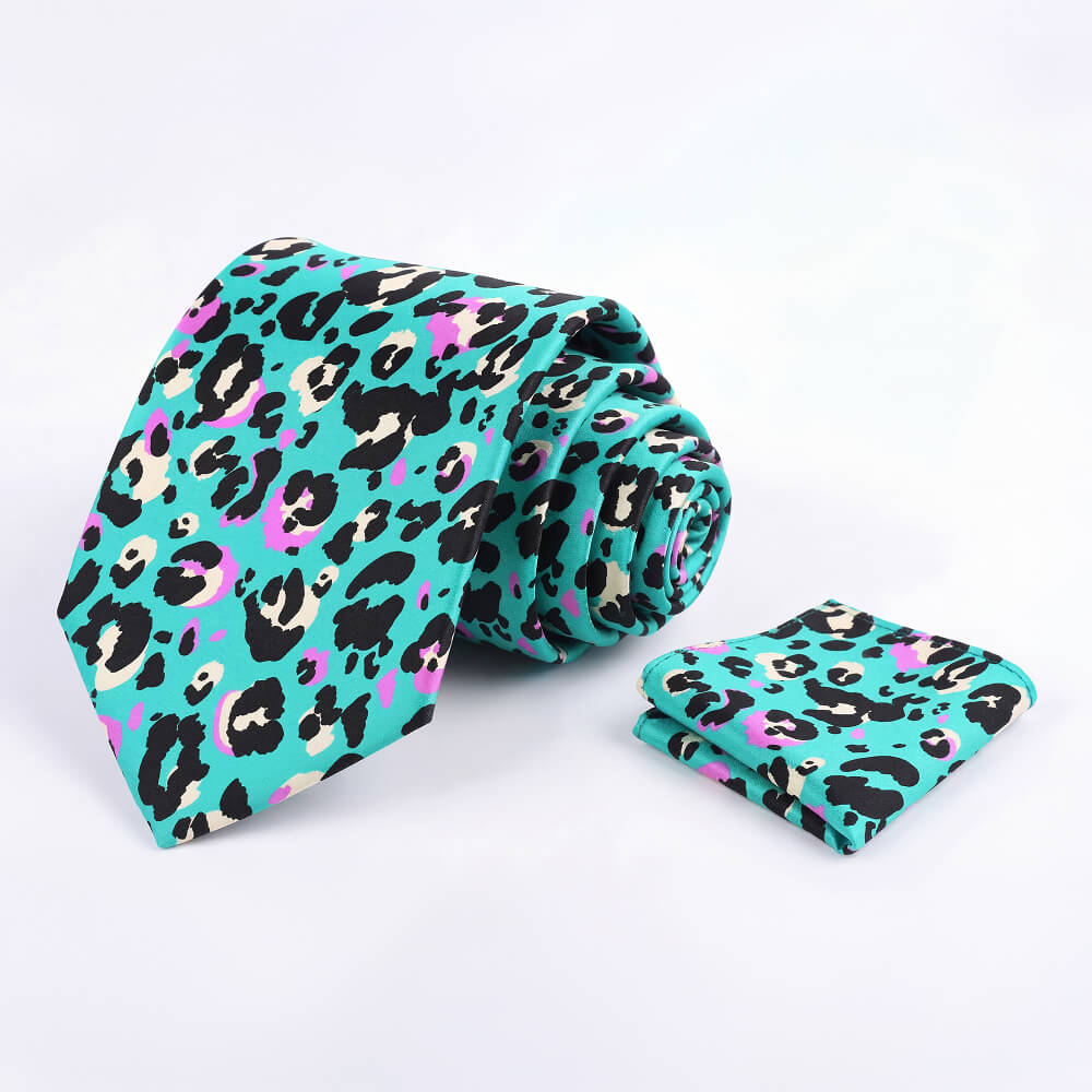 Turquoise Leopard Print Tie Set - Shit Shirt Club 