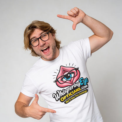Whispering Eye Opticians Logo Tee (We'll See You Coming!) - Shit Shirt Club 