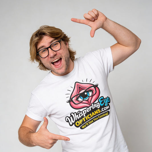 Whispering Eye Opticians Logo Tee (We'll See You Coming!) - Shit Shirt Club 