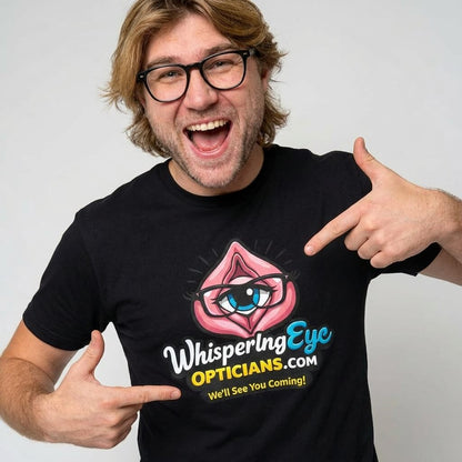 Whispering Eye Opticians Logo Tee (We'll See You Coming!) - Shit Shirt Club 