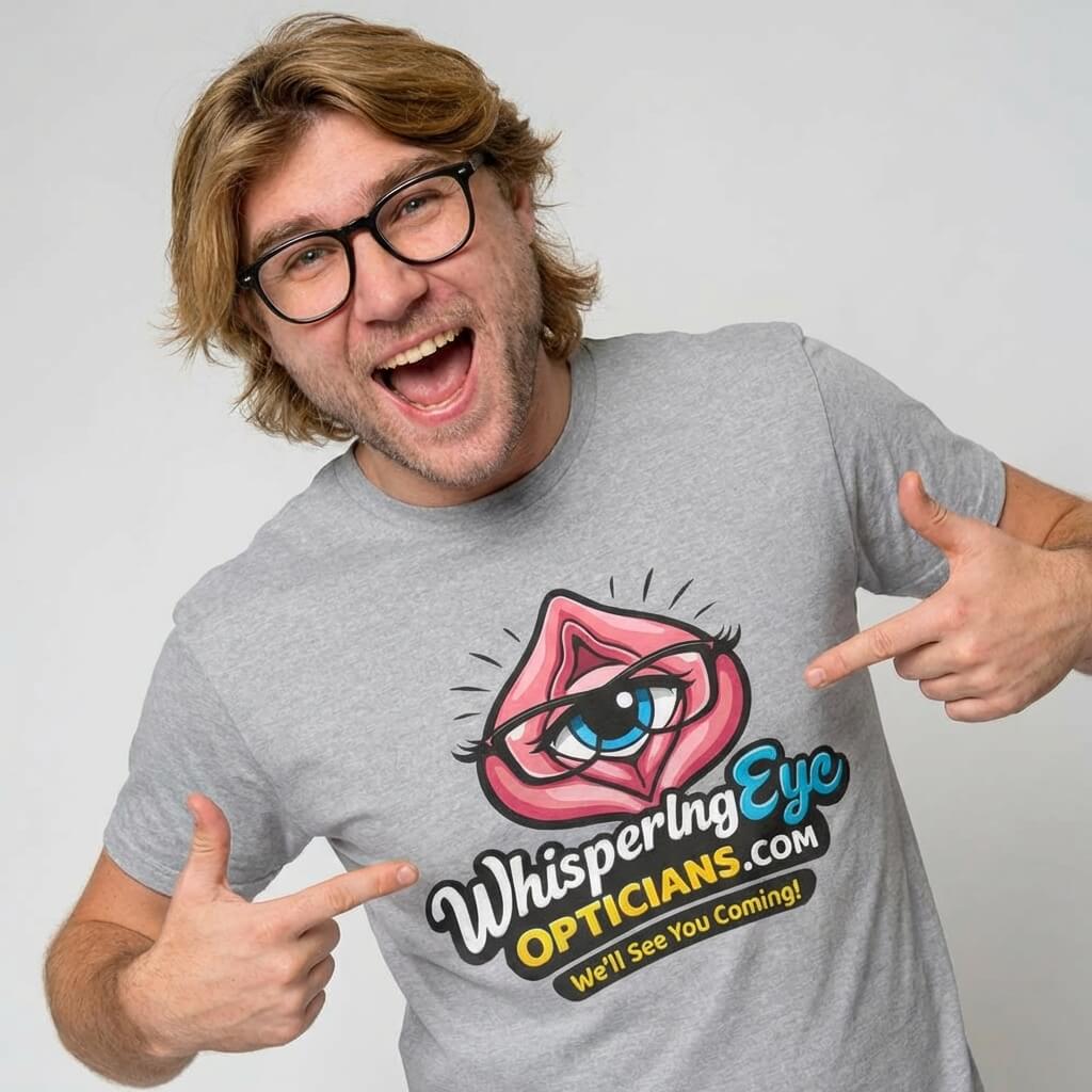 Whispering Eye Opticians Logo Tee (We'll See You Coming!) - Shit Shirt Club 