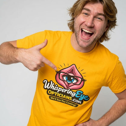 Whispering Eye Opticians Logo Tee (We'll See You Coming!) - Shit Shirt Club 