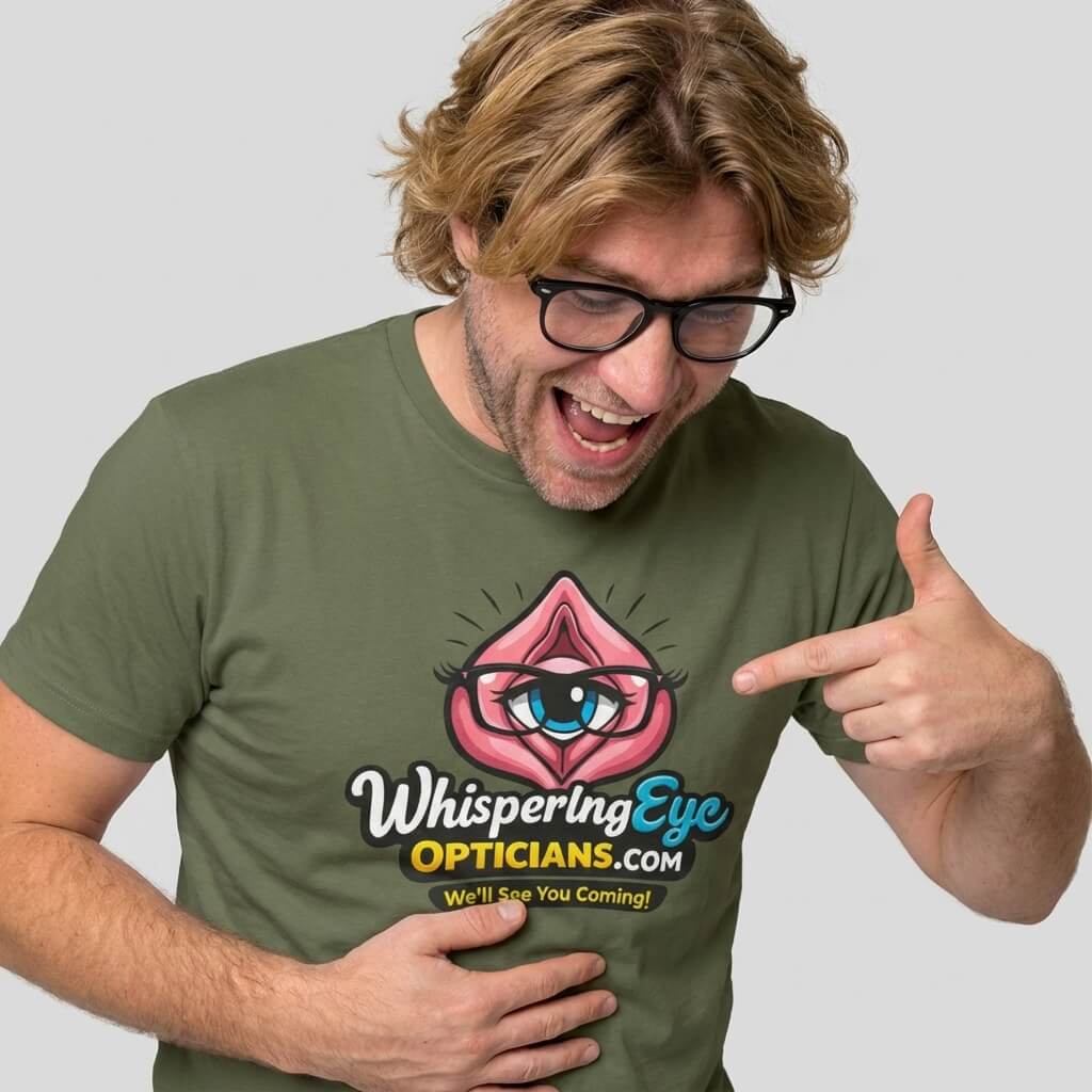 Whispering Eye Opticians Logo Tee (We'll See You Coming!) - Shit Shirt Club 
