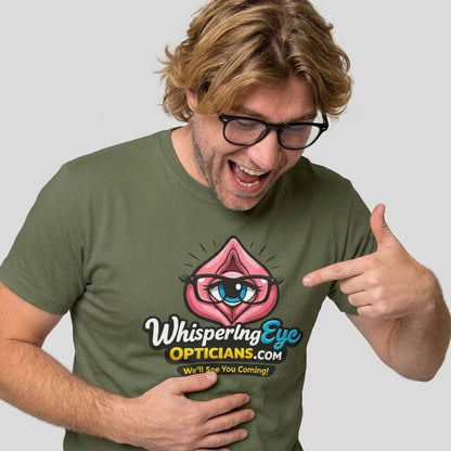 Whispering Eye Opticians Logo Tee (We'll See You Coming!) - Shit Shirt Club 