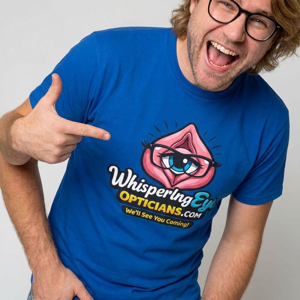 Whispering Eye Opticians Logo Tee (We'll See You Coming!) - Shit Shirt Club 