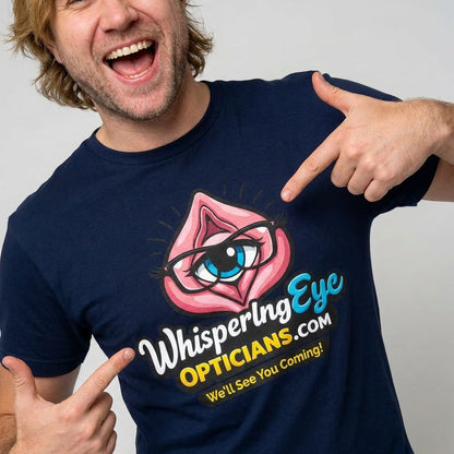 Whispering Eye Opticians Logo Tee (We'll See You Coming!) - Shit Shirt Club 