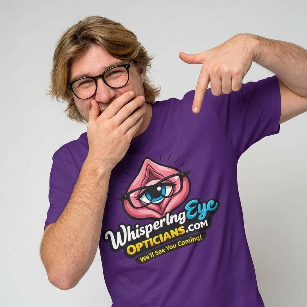 Whispering Eye Opticians Logo Tee (We'll See You Coming!) - Shit Shirt Club 
