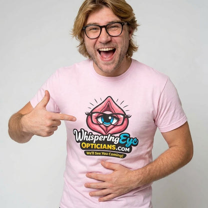 Whispering Eye Opticians Logo Tee (We'll See You Coming!) - Shit Shirt Club 